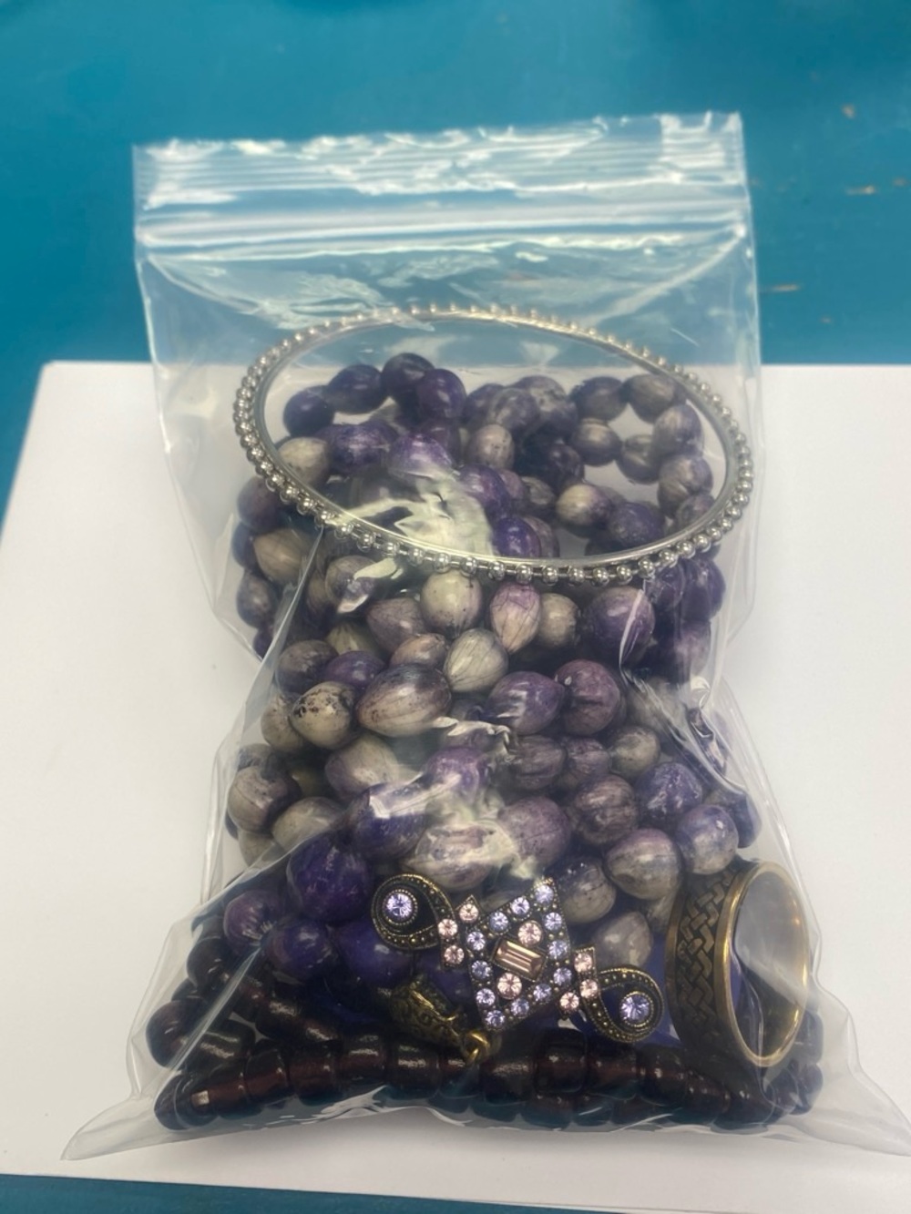 Mixed costume jewelry bag.